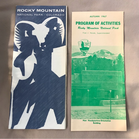 Rocky Mountain National Park Colorado Brochure Map 1967 Activities Program - Picture 1 of 7